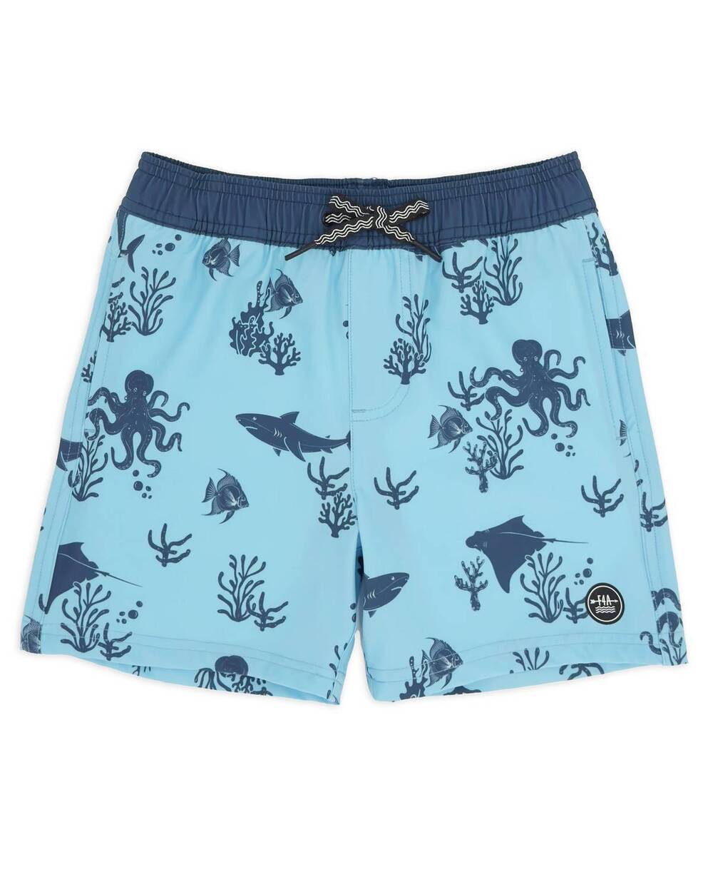 NEW FEATHER 4 ARROW boys volley swim trunks in crystal blue